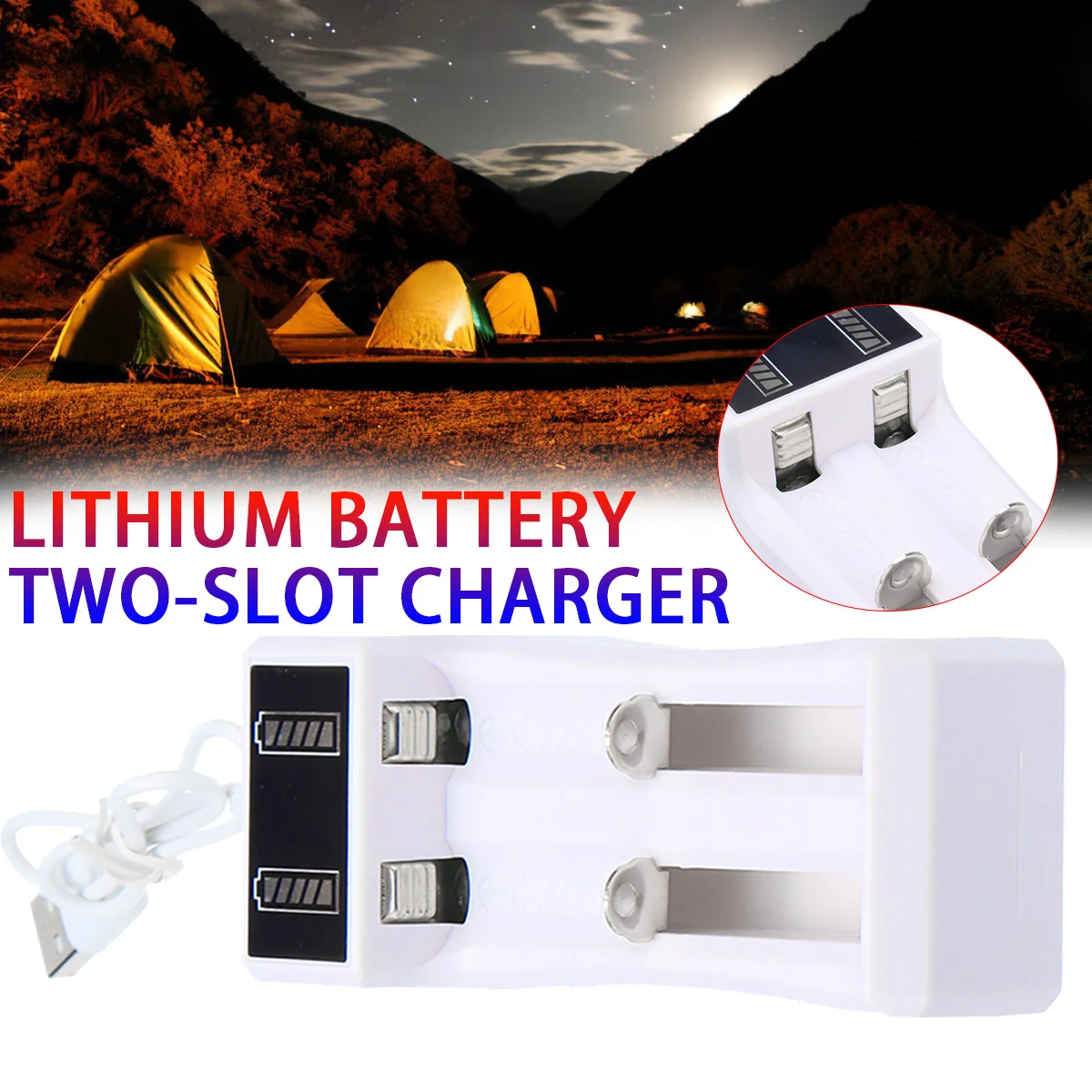 

1pc 2 Slot Smart Battery Charger Li-ion Lithium Battery Rechargeable For 18650 16340 Fast Charger LED Display USB Interface