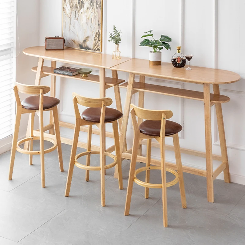 Wooden Modern Bar Dining Table Luxury Sets Kids High Nightclub Bar Counter Table Stools Aesthetic Tables Hautes Home Furniture