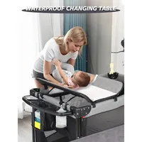 Baby Bassinet, Pack and Play with Bassinet, Bedside Sleeper with Diaper Changer, Mosquito Net, Music Box, Portable Crib 2