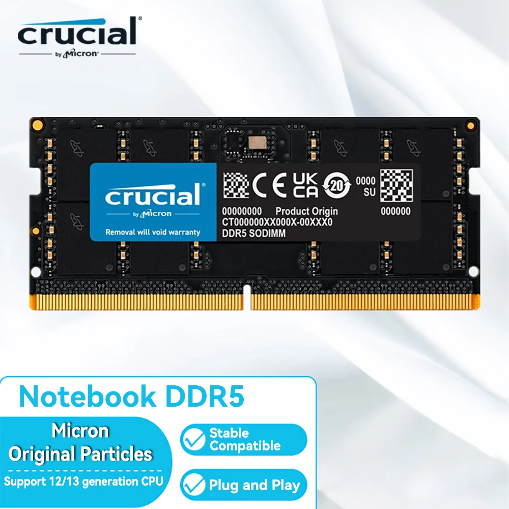 노트북 메모리 업그레이드 모듈용 Crucial DDR5, 4800MHz, 5600MHz RAM, 16GB, 24GB, 32GB, 48GB, 262 핀 SO-DIMM, 1.1V CL40 CL46