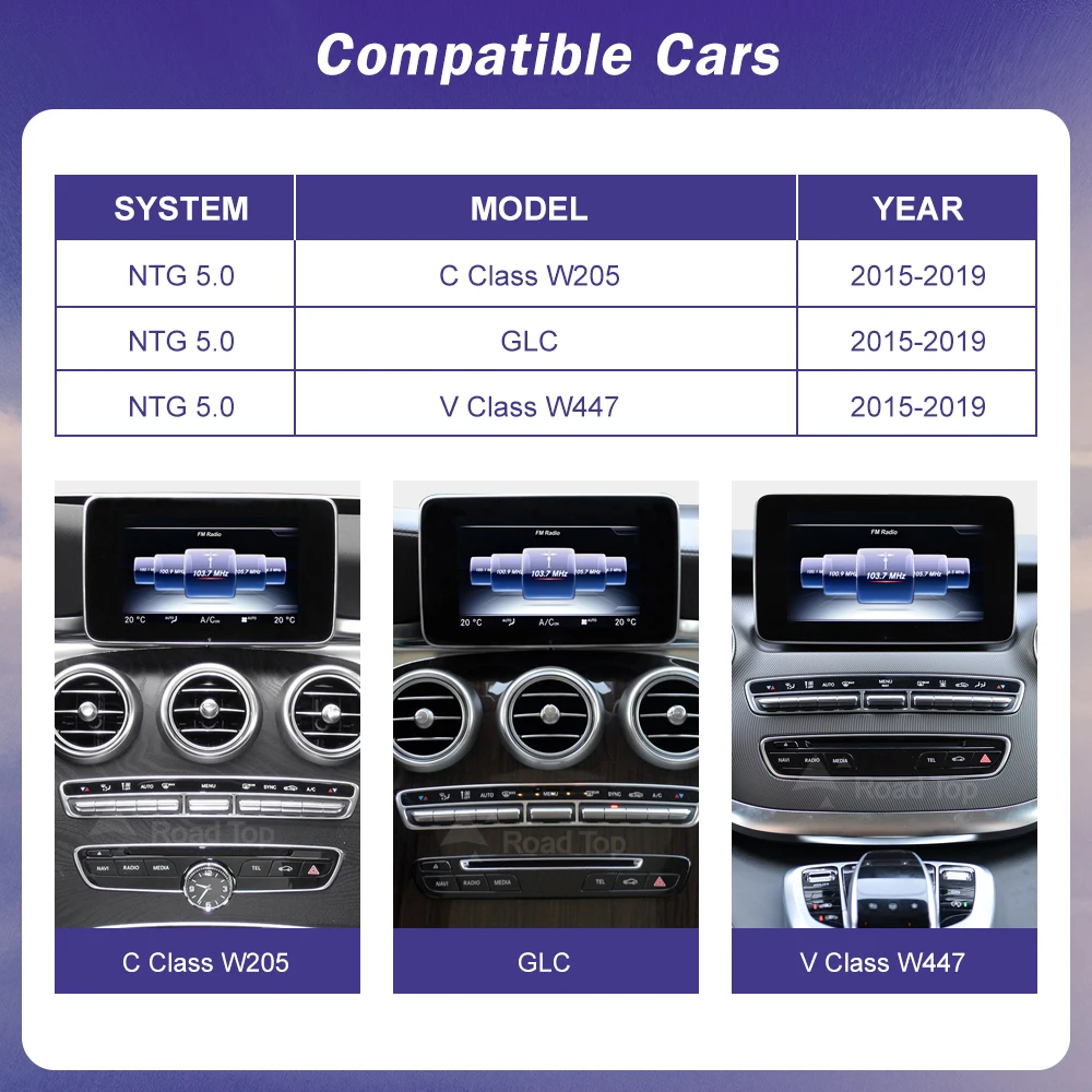 Wireless Carplay Linux Screen for Mercedes Benz W205 GLC A C V Class W447 CLA GLA 2015-2019 GPS With Android Auto Car Multimedia 2