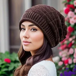Chic Women's Chunky Slouch Beanie with Ear Warmers - Hand Washable Autumn Accessory - One Size (Coffee)