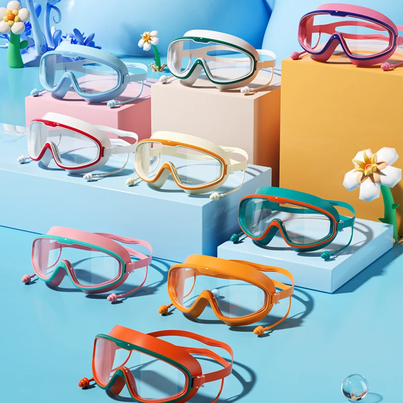 Kids Swimming Goggles with Big Frame, HD Lens and Anti-fog, Waterproof Children's Swim Goggles for Boys and Girls 6