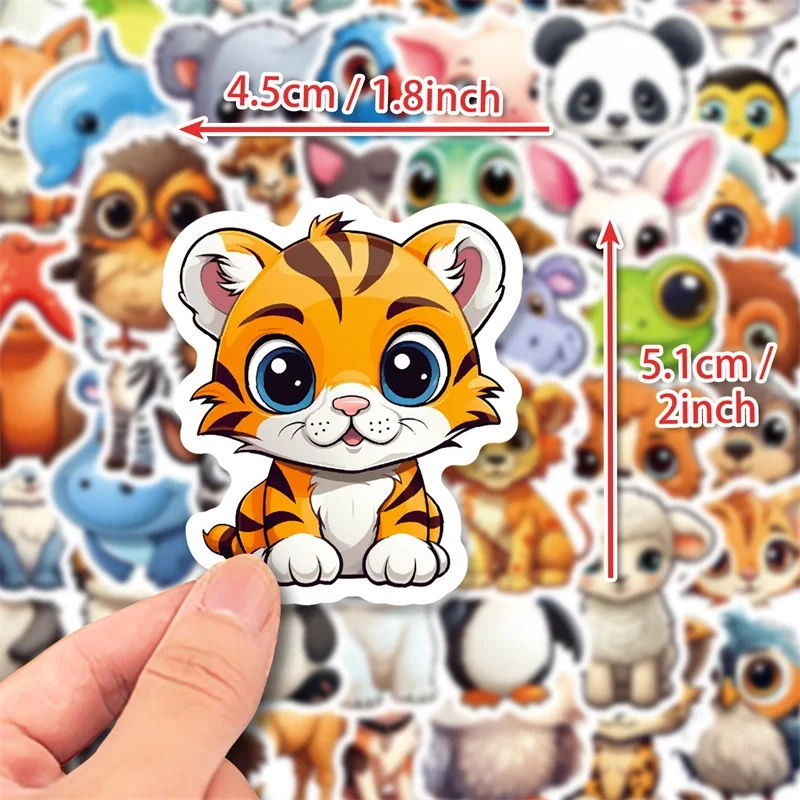 Cute Big Eye Animal Stickers - Aesthetic Colorful Decoration for Scrapbooking & School Supplies