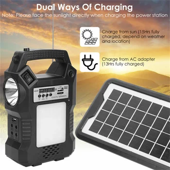 Portable Handheld Flashlights Solar Power Station Rechargeable Backup Emergency Power Bank 3 Lighting Bulbs Camping Garden Lamp 2