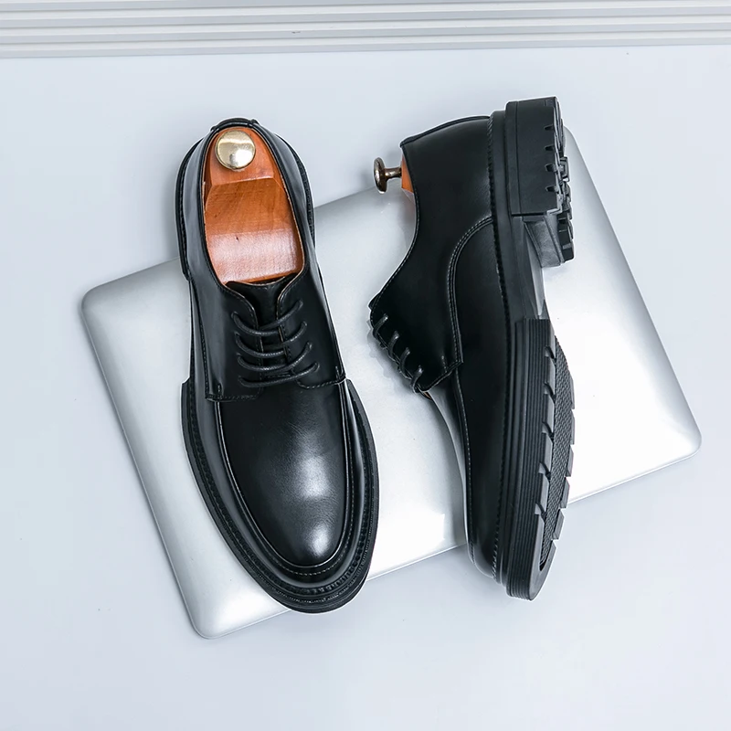 White Wedding Shoes Men's Business Leather Shoes Formal Oxfords Career Office Oxford Black Lace-up Luxury Goods Zapatillas