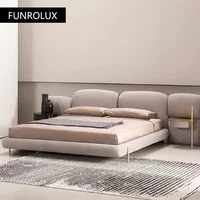 Lit en velours moderne et simple, grand lit de 1.8m, chambre principale, lit double 1