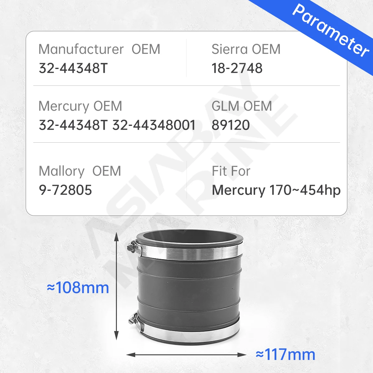 Um conjunto de kit de tubo de escape Y 32-44348 para motor Mercury