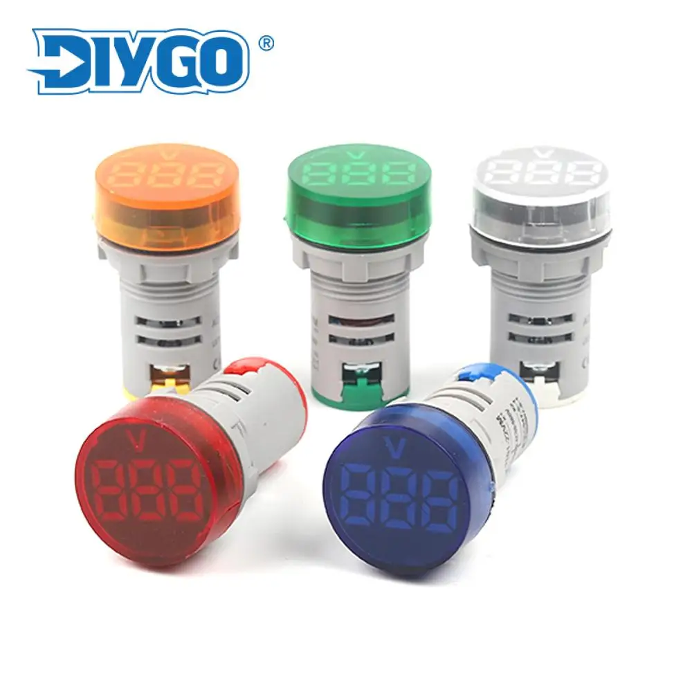 

DIY GO Round Frosted Digital Voltmeter Meter 22mm AC 20-500V Volt Voltage Tester Meters LED Indicator Pilot Lamp Light Display