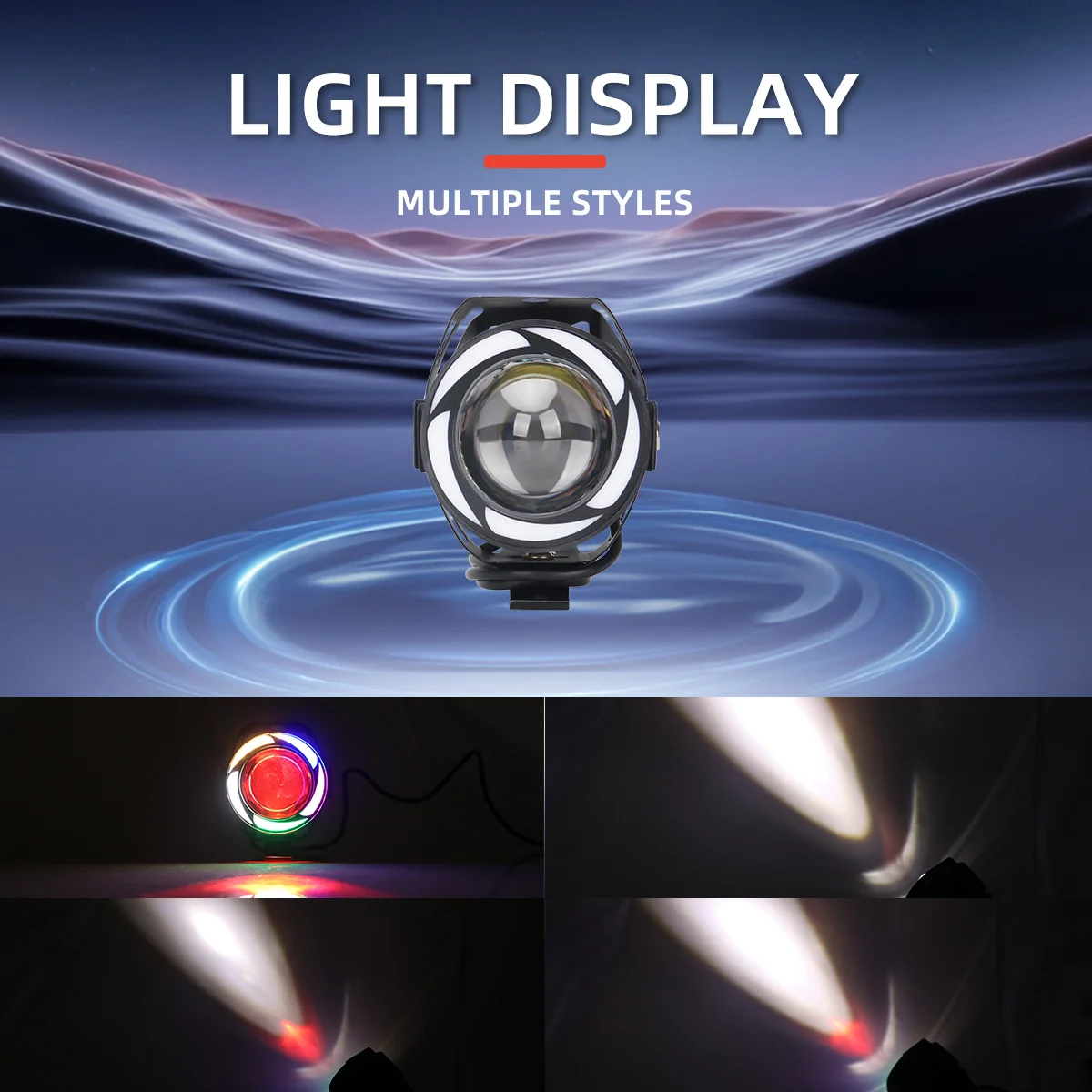 2pcs Mini U7 Angel Eye RGB Motorcycle Headlight LED Spotlight Fog lamp High low beams moto Headlamps lens scooter Driving lights