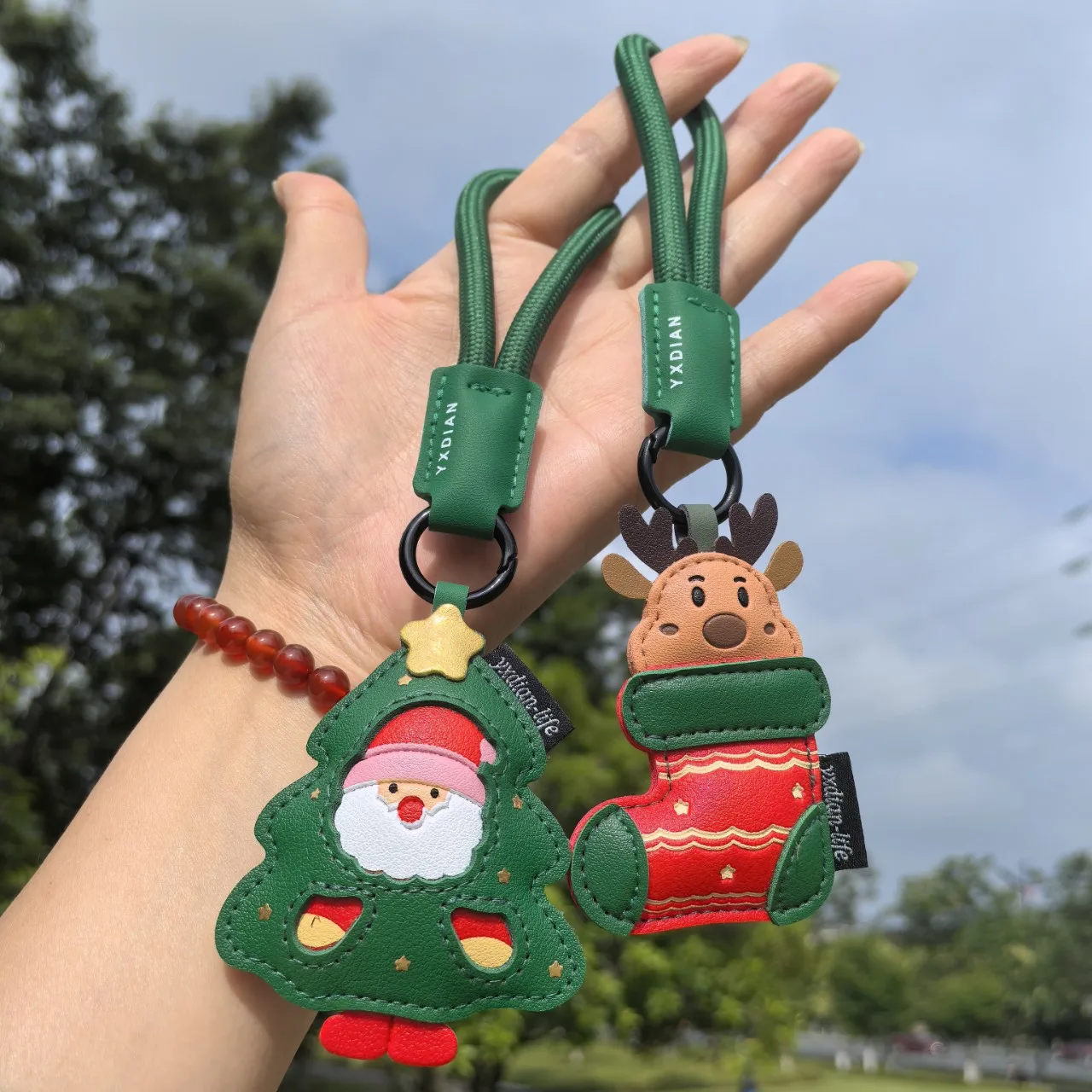 Cute Santa Keychain Sock-Stuffed Detachable Lanyard for Backpack Luggage Christmas Decor