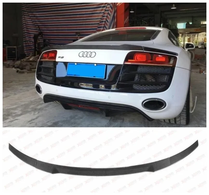 

Fits For Audi R8 V8 V10 2010-2016 High Quality Carbon Fiber Rear Trunk Lip Spoiler Splitters Wing