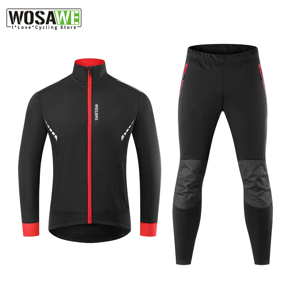 Winter Mtb Bicycle Clothes Cycling Jacket Set Winter Thermal Fleece