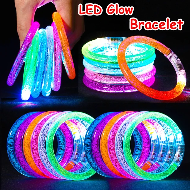 1pc/7pcs/Set Acrylic Glitter Bracelet Glow Stick Electronic LED Bracelet  Light Up Toys, Holiday Accessory, Birthday Party Supplies, Room Decor, Home  Decor, Scene Decor, Wedding Supplies,Glow Sticks Bracelets, Glow In The  Dark Party
