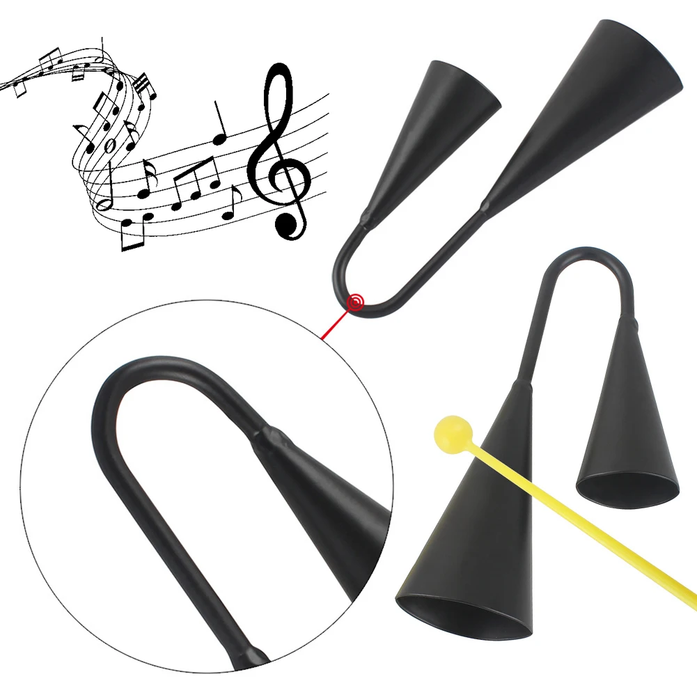 Two Tone Metal Cowbell with Drum Stick Early Education Kids Toys Cheering Bell Percussion Instrument