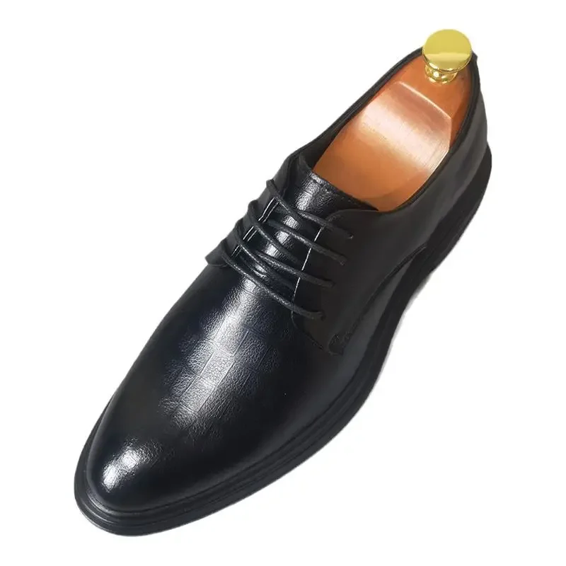 2023 Men's Luxury Business Leather Shoes Genuine Leather Black British Pointed Head Men Casual Fashion Formal Small Leather Shoe