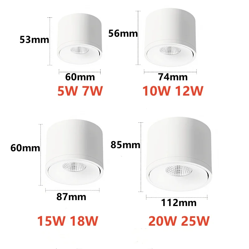 Ultra-thin open-mounted adjustable Angle spotlight LED ceiling light anti-glare aisle light 5W7W10W12W15W18W20W25W
