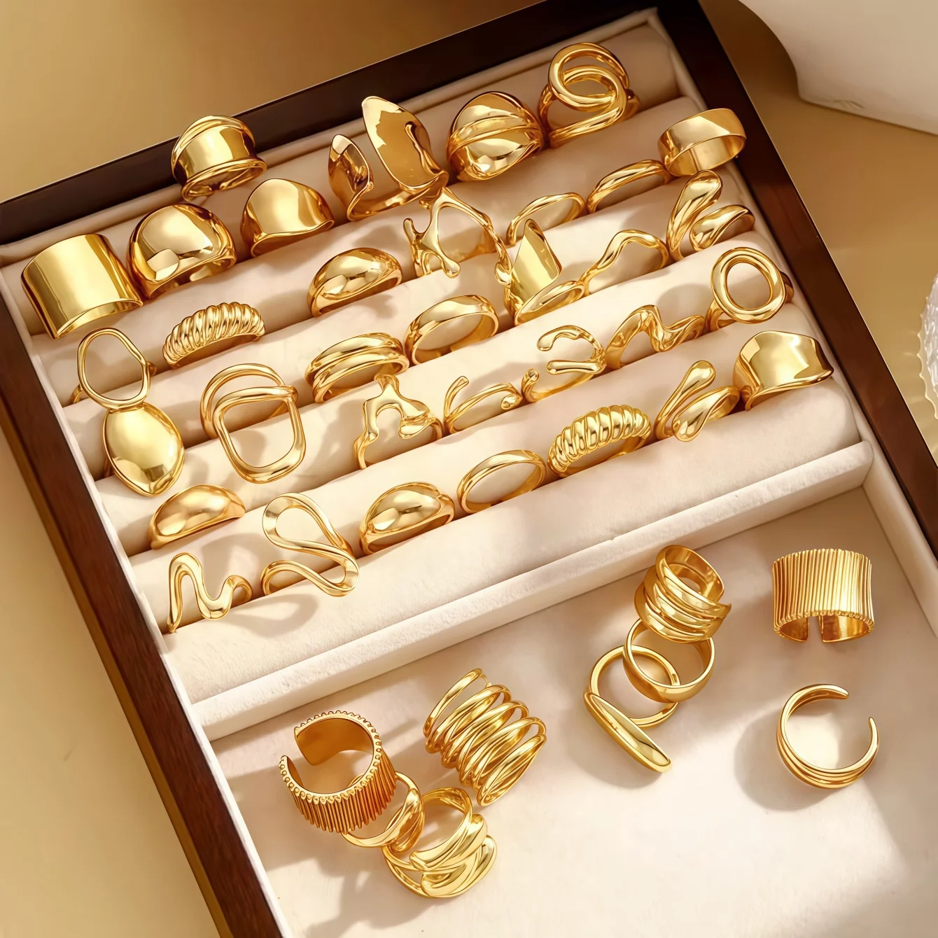 10/15/20/30Pieces Fashion Geometry Irregular Open Rings Set For Women Mix Style Simple Trendy Jewelry Party Gifts 6