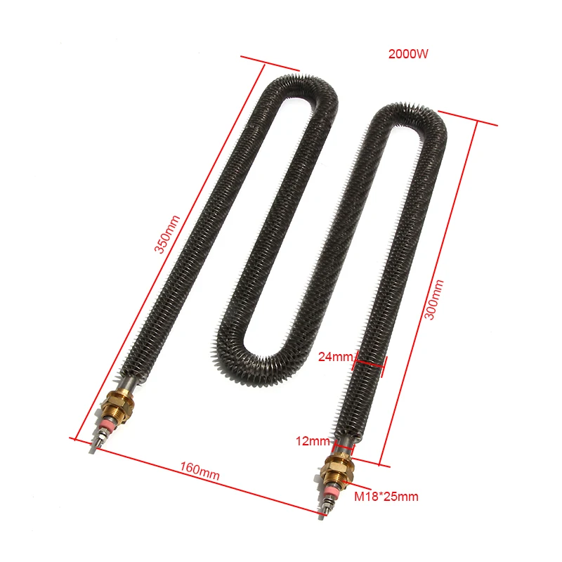 Finne Tubular Heating Element 201SS/304SS Radiator 220V 1500W 2000W 2500W  3000W 3500W Drying Oven Electric Heat Tube Dia. 12mm - AliExpress