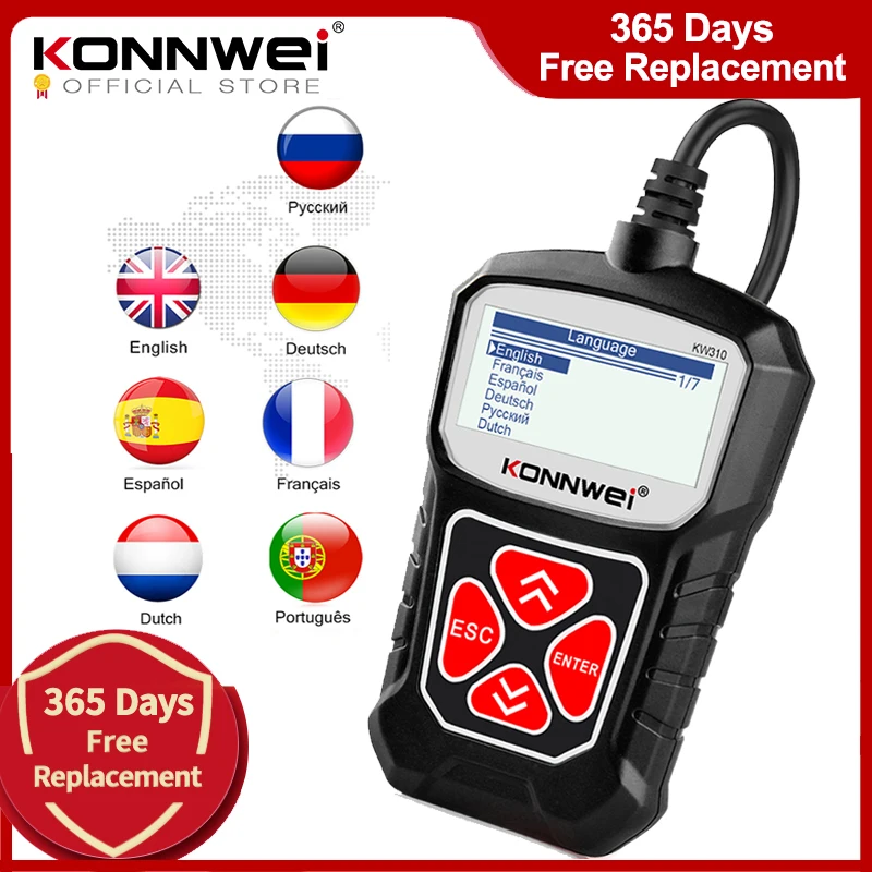 Konnwei Kw310 Scanner Obd2 Per Auto Obd 2 Strumento Diagnostico Per Scanner Per Auto Scanner Automobilistico Strumenti Per Auto Lingua Russa Pk Elm327
