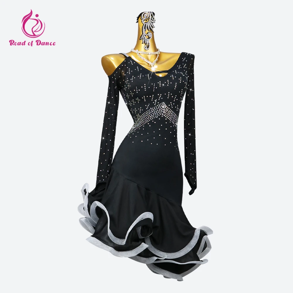 

Black latin dress women competition dance practice clothes girls samba costume ball Prom skirt sport Line outfit top partie suit