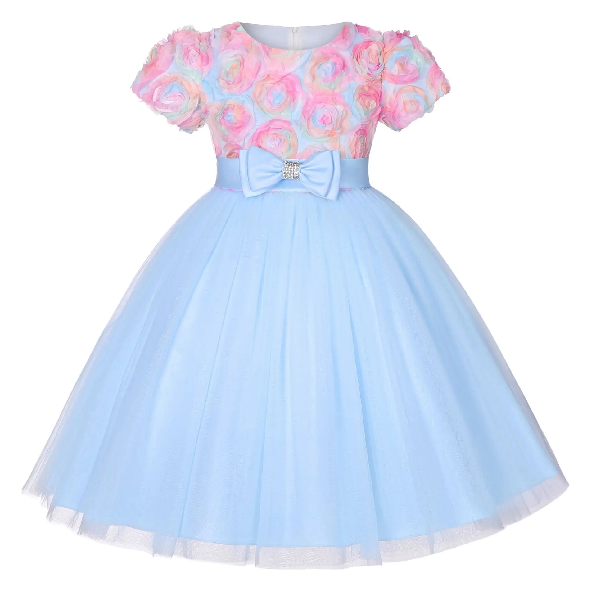 

2023 Summer Baby Girls Princess Elegant Dresses Bow New In Dress Flower Girls Mesh Kids Birthday Party Vestidos Ball Gowns 3-10Y