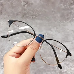 Blue Light Blocking Round Frame Eyeglasses (Black silver)