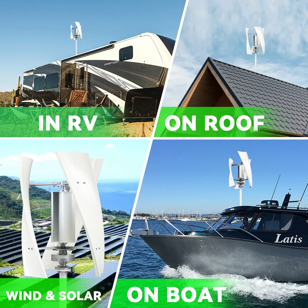 2000W Vertical Windmill Wind Turbine Generator Dynamo 2kw 3 Blades 12v 24v With Mppt/Hybrid Charge Controller For Farm Home Use
