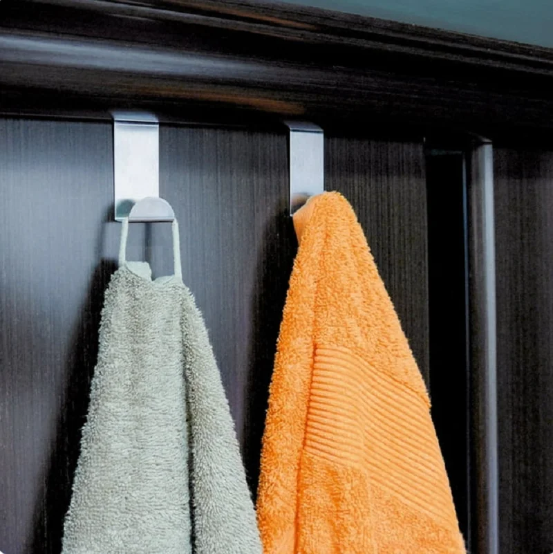 Storage Hook Door Hook 1Pcs Door Back Hook Stainless Steel Over The Door Hooks Z-Shaped Coat Hanger Reversible Keys Towel Storage Rack Organizatio