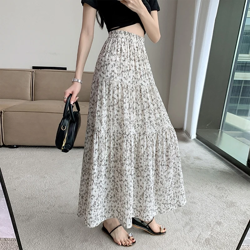 

Юбка Женская длинная в стиле бохо, праздничная пляжная трапециевидная юбка с цветочным принтом, на шнуровке, с завышенной талией, Прямая поставка