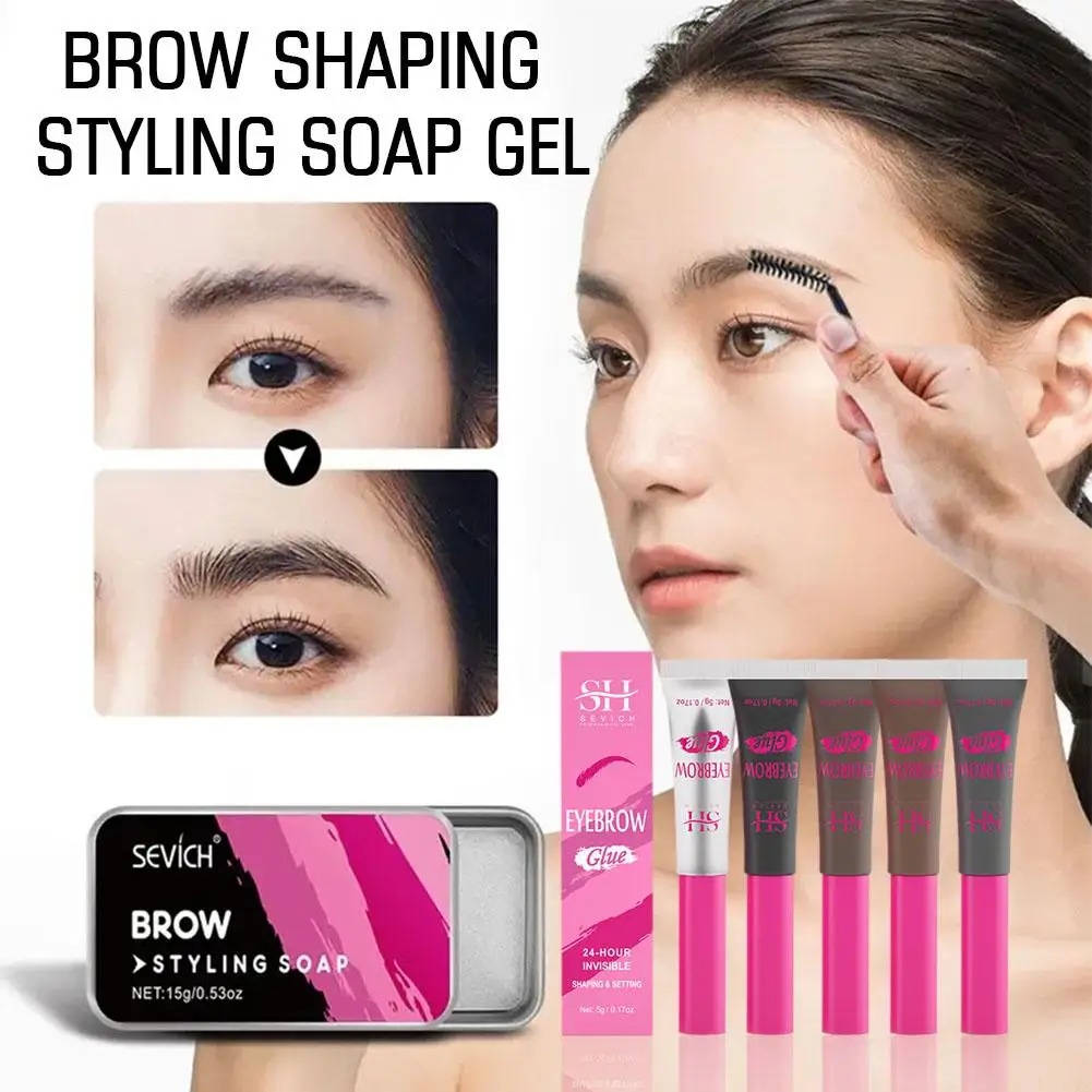 

Eyebrow Gel With Brush Brow Tinted Dye Waterproof & 5 Brow Colors Thickening Eye Brow Long-lasting Makeup Eyebrow Styling C S9Y5