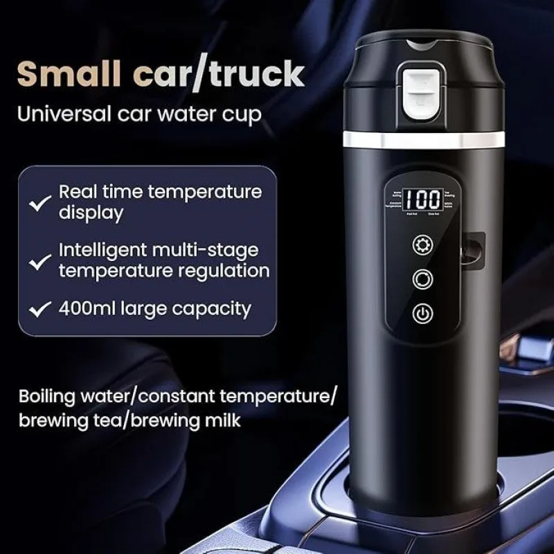자동차용 주전자 12V 휴대용 가열 컵 450Ml 터치 스크린 디지털 디스플레이 물 보온병 보온병 컵-M53K