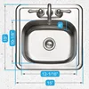 Hospitality 15 inch Stainless Steel 6 inch Deep Topmount 2-hole Bar Sink - 1515-6BS-1 3