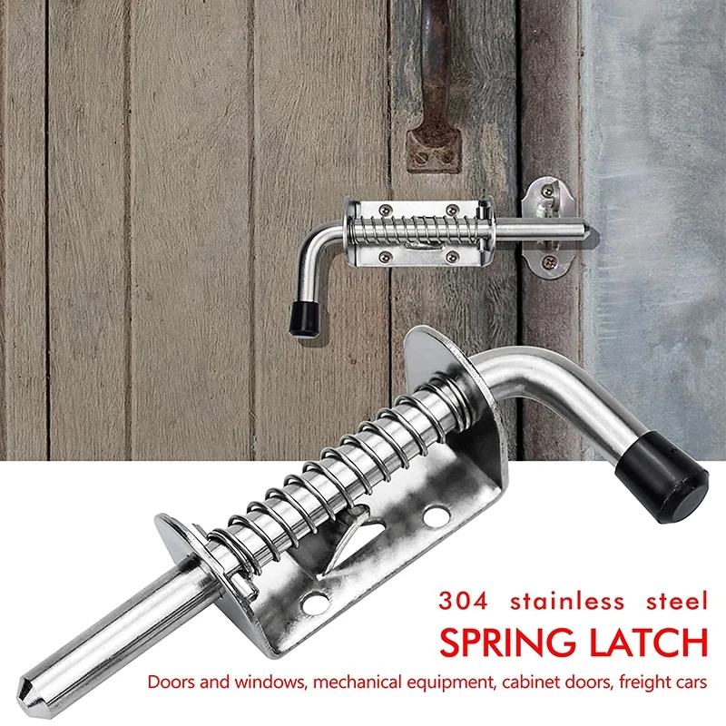 1/2PCS Spring Loaded Latch Pin 304 Stainless Steel Silver Window Cabinet Hinges Security Door Bolt Latch For Household Hardware door latch