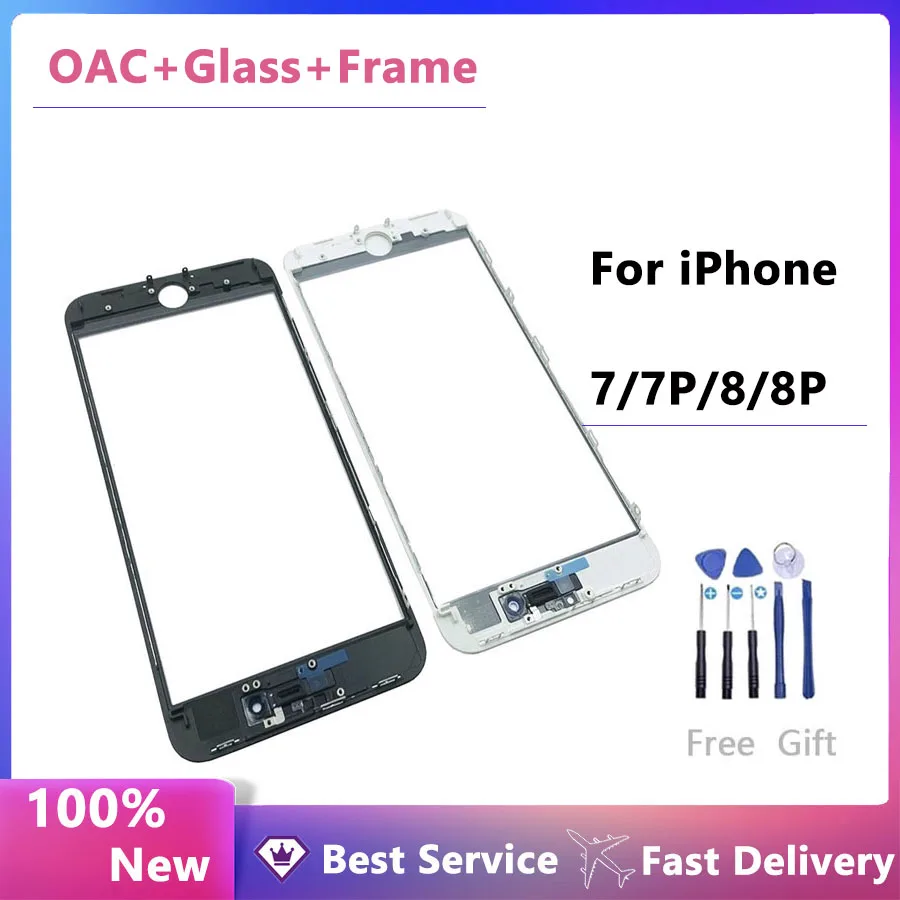  - 100% AAA New Touch Panel Replacement For iPhone 7 7G 8 Plus 8Plus Front Outer Screen Glass Lens With Frame Bezel Repair parts