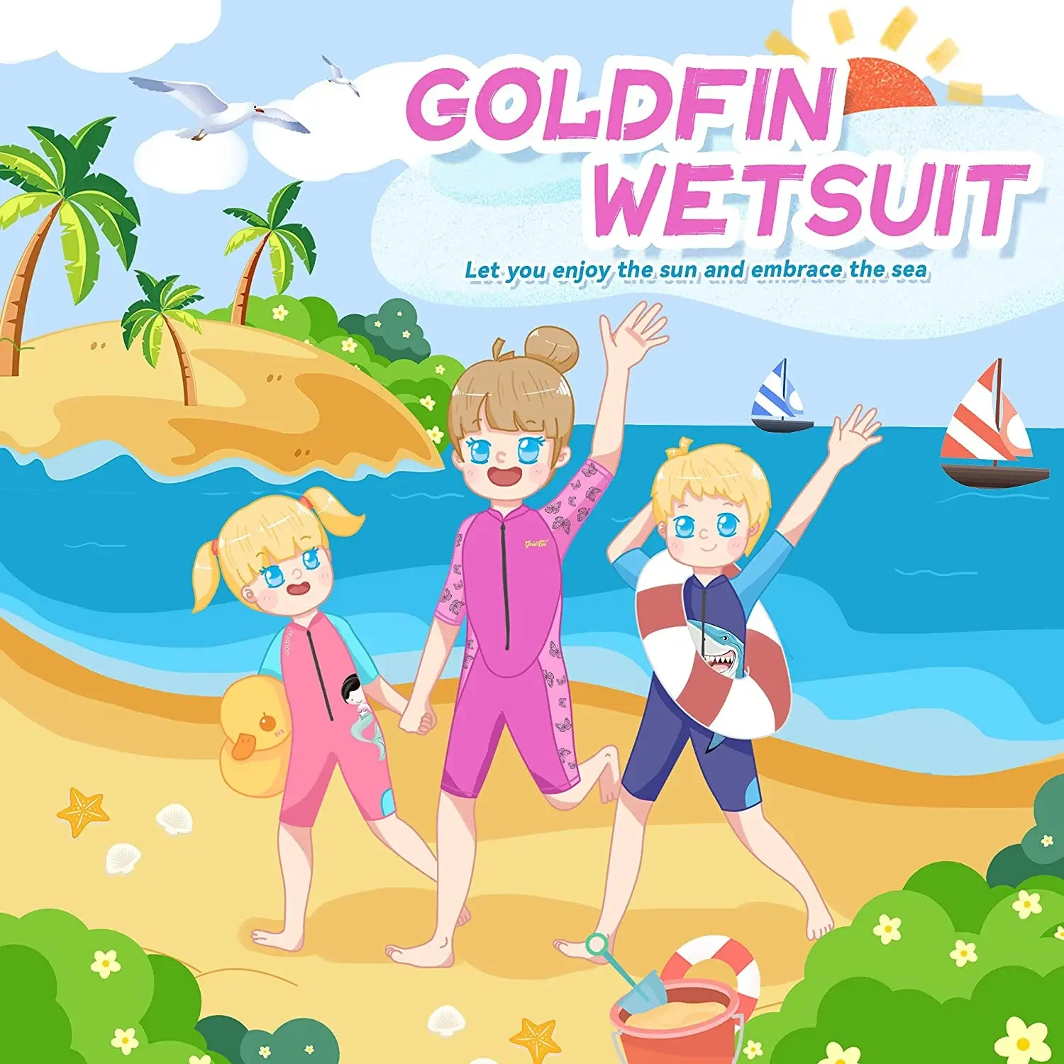 Kids Wetsuits Shorty Youth Wetsuit 2mm Neoprene Swimsuit for Kids Boys Girls Toddler Water Aerobics Swimming Diving Surfing 3