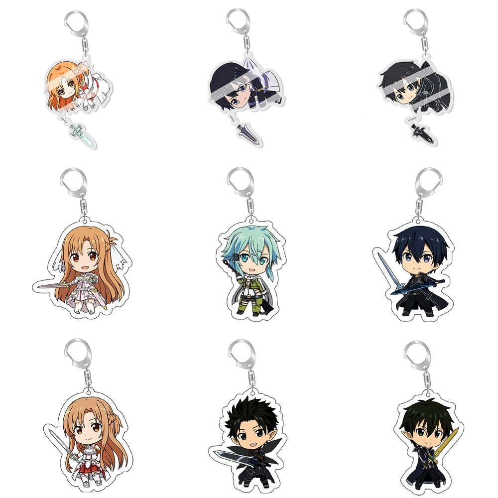 Anime Keychain, Game Keychain: 1pc Sword Art Online SAO Kirito Acrylic Keychain Yuuki Asuna Bag Tag Cos Accessories Asada Shino Plastic Keyrings
