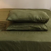 Bed Sheet Set 4 Piece 100% Pure Linen Bedding 1 Flat Sheet 1 Deep Pocket Fitted Sheet 2 Pillowcases Flax Sheets Set Bedding Set 5