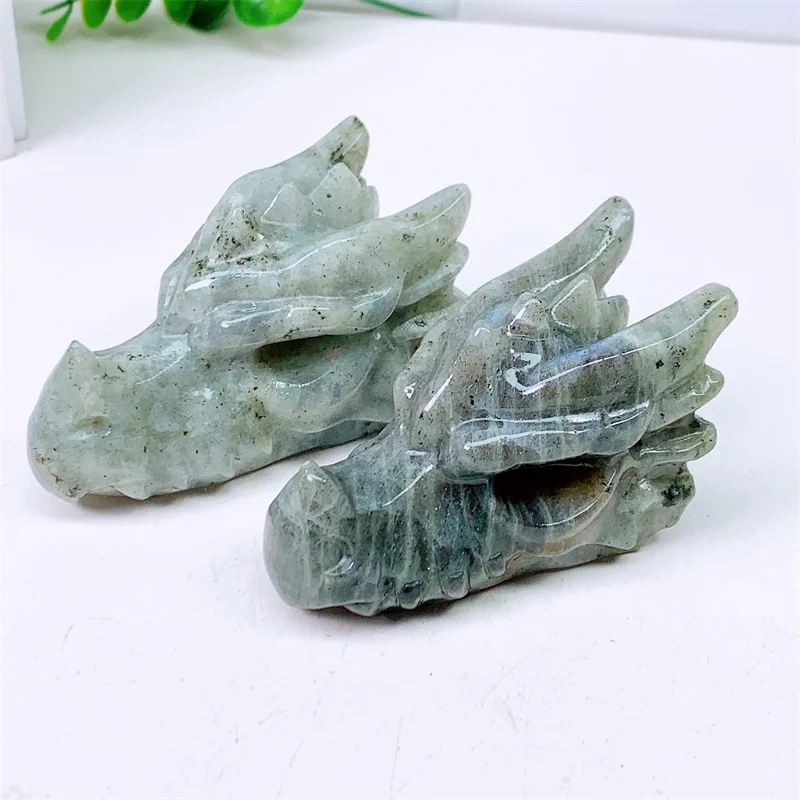 

3inch Natural Labradorite Dragon Skull Carving Fashion Home Decoration Healing Crystal Powerful Energy Wicca Decor Gift 1PCS