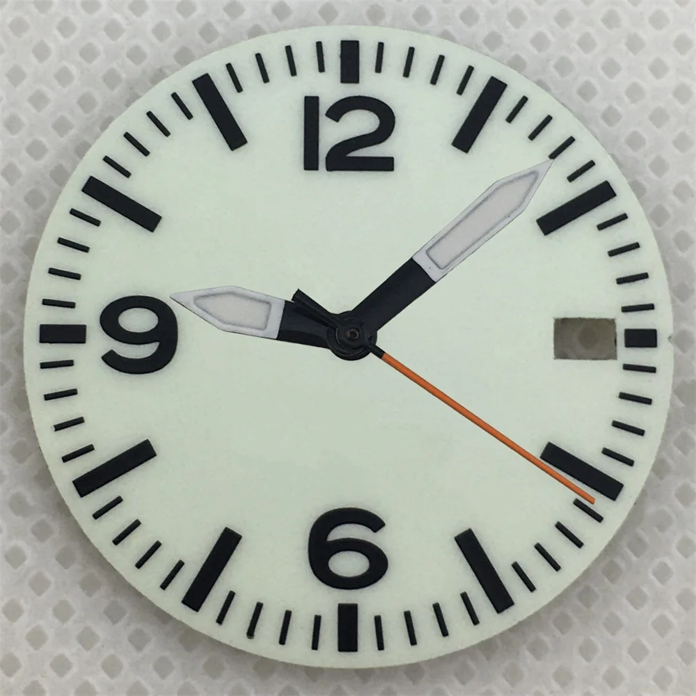 29mm Black and White Full Luminous Dial with Green Luminescence