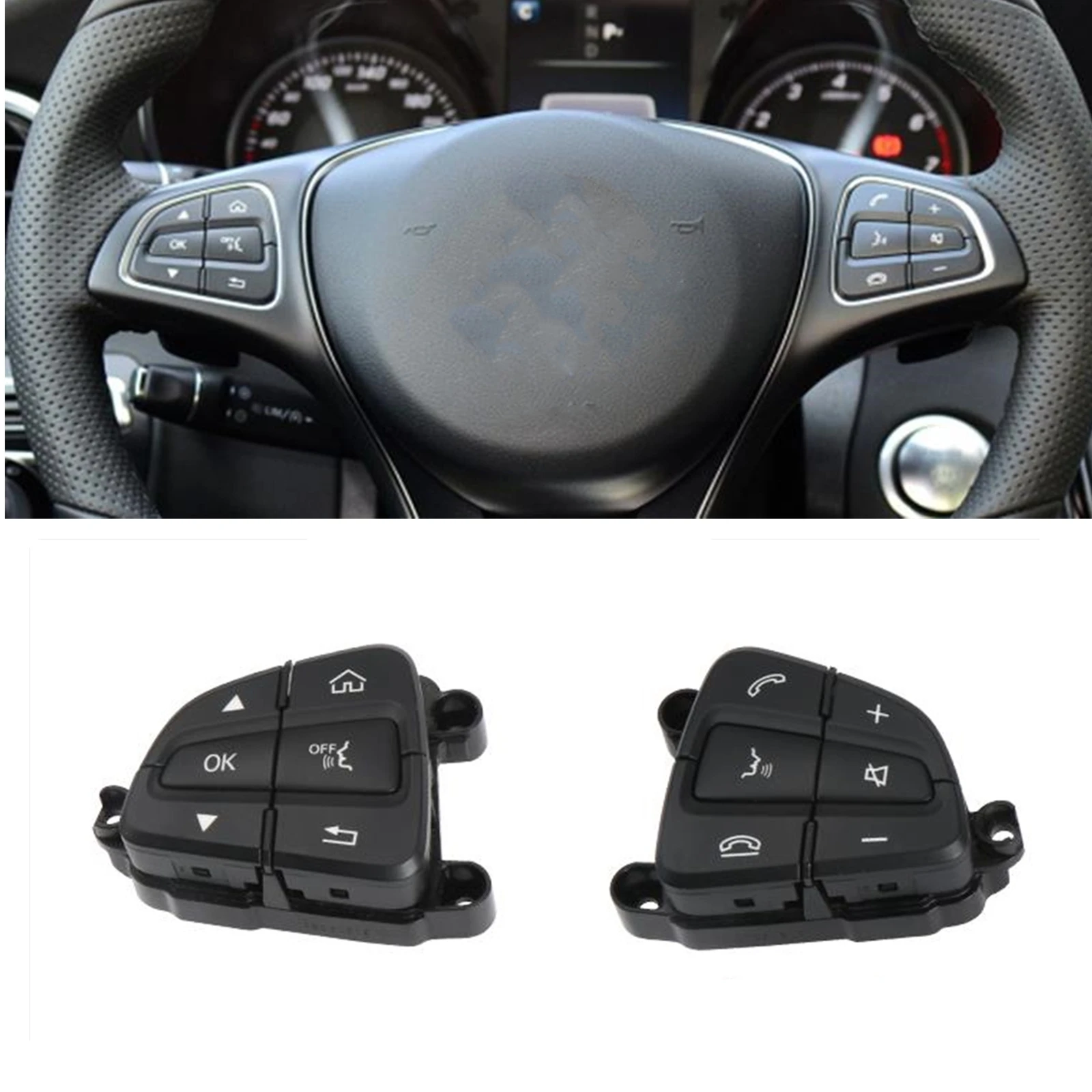 

Left Right Car Steering Wheel Control Switch Button Replacement ABS Plastic For Mercedes Benz W205 C253 2015-2018