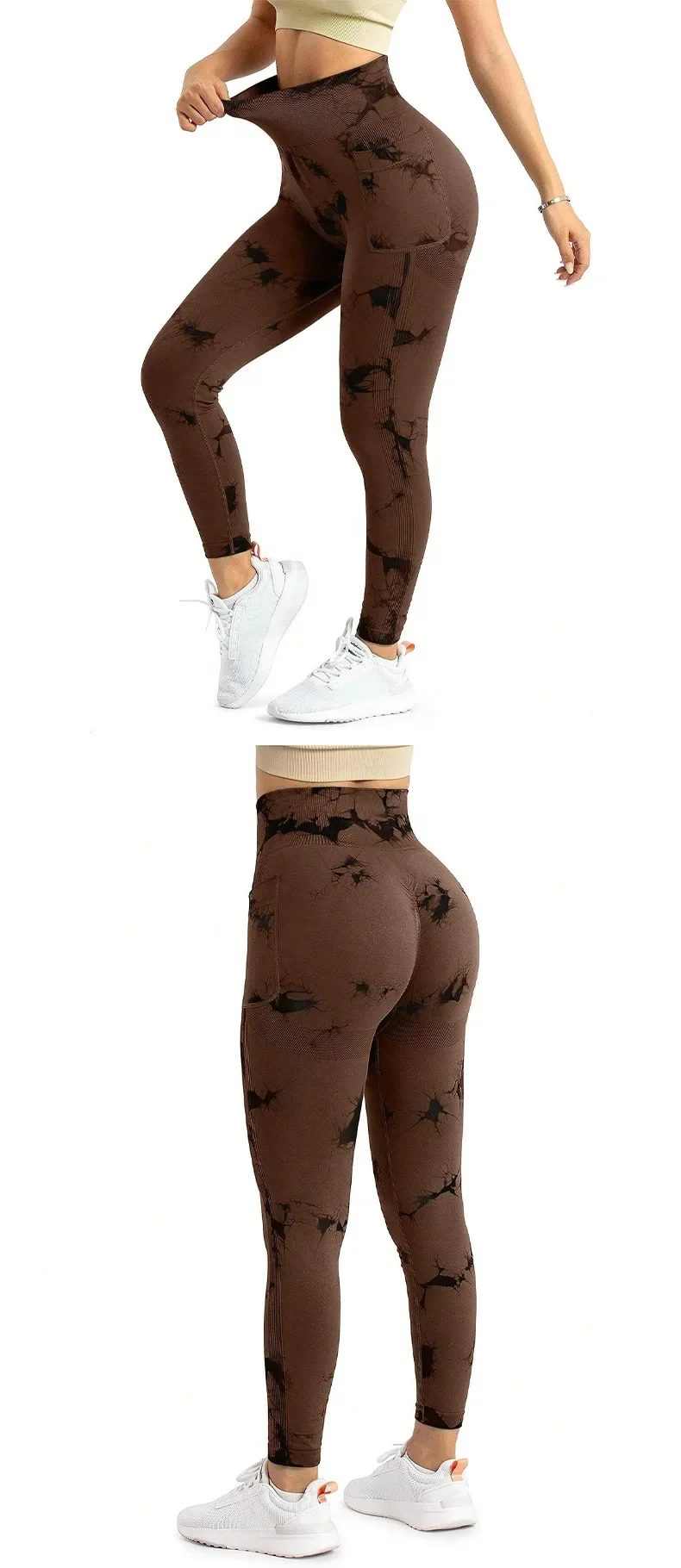 New Cross-border Solid Color Side-pocket Yoga Pants Women's Feeling Running Fitness Push-up Yoga Pants Sports Shoes Clothing