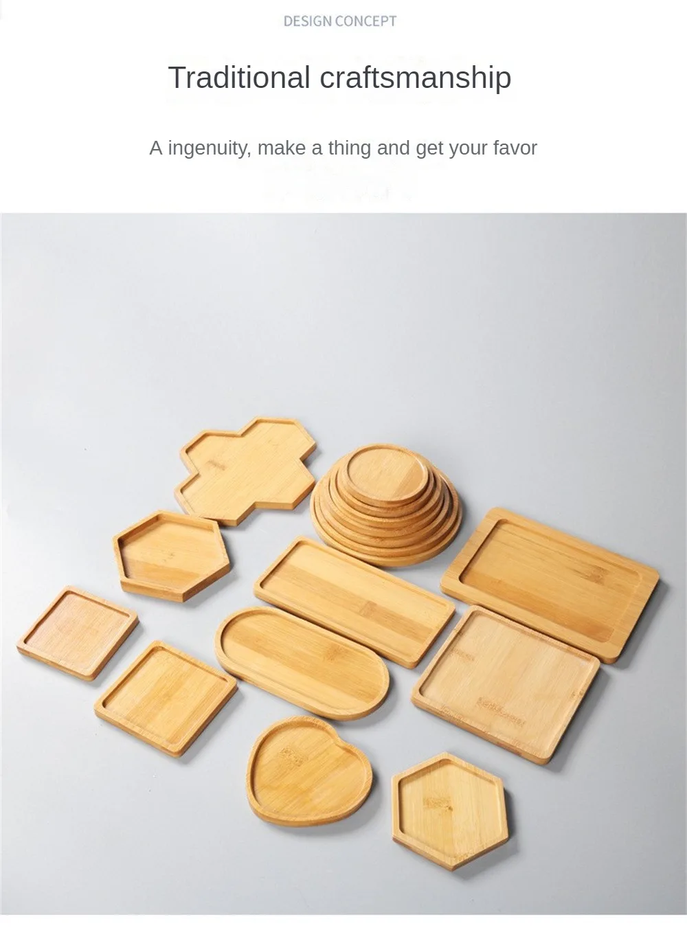 Description Picture 6 of itemMulti Bamboo Tray Wood Saucer Flower Pot Tray Cup Pad Coaster Plate For Kitchen Decorative Plate Creative Coaster Coffee Cup Mat
