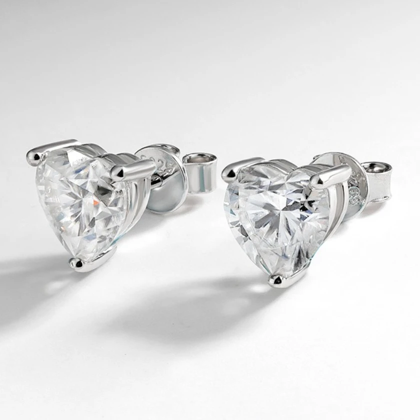 Orecchino Sterlina USA Orecchino Uomo In Argento Sterling 925 Con Diamante Di Laboratorio, Borchia 11mm - Made In USA Orecchini Anallergici Donna