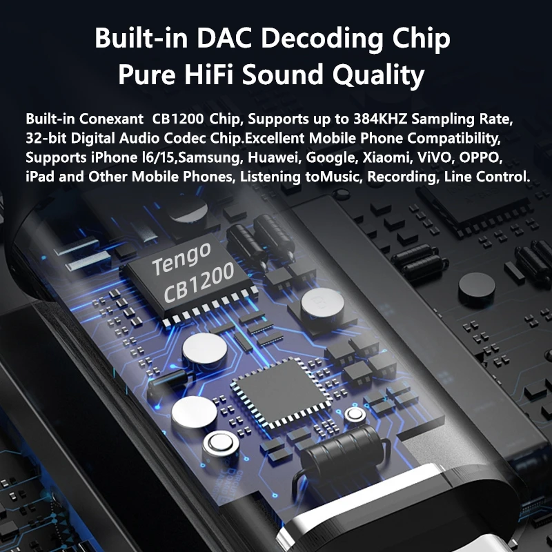 3.5mm AUX Adapter Type C To 32bit HiFi DAC Earphones Amplifier Audio Decoder For iPhone15 16 Samsung Xiaomi Huawei Mobile Phone