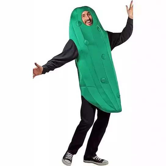 

School Activity Party Adult Cucumber Green Jumpsuit Cosplay Costume Carnival Funny Clothes Stage Performance Clothing