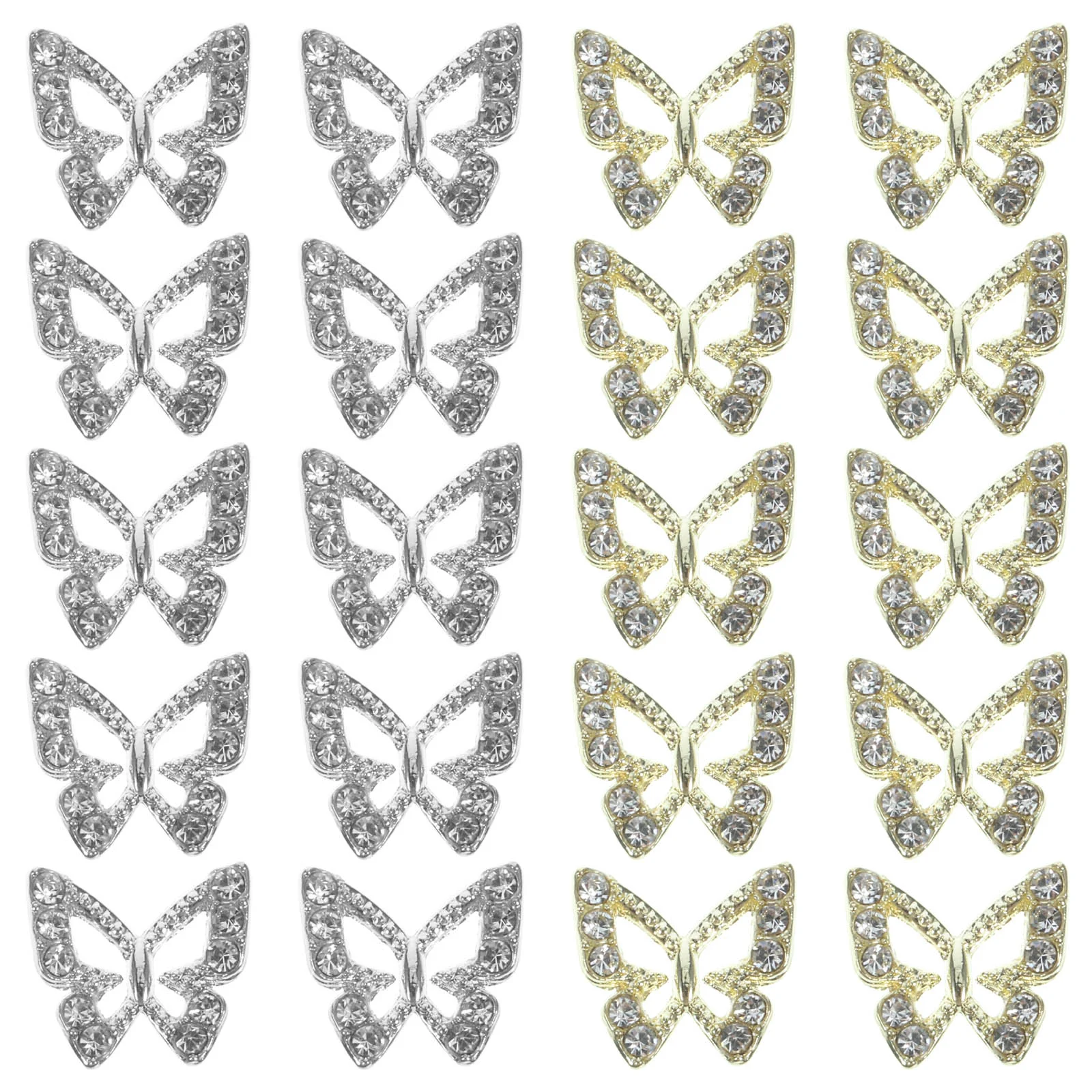

20pcs Nail Art Charms Women Nail Gems Nail Butterfly Decorations Manicure Rhinestone Ornaments