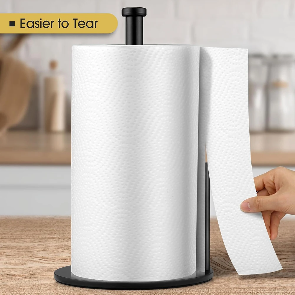 Paper Towel Holder, Countertop Paper Towel Holder, Steady Paper Roll Holder, Weighted Paper Towel Stand for Kitchen Bathroom 2