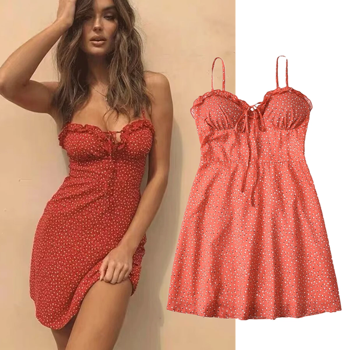 

Maxdutti Vintage Mini Dress Floral Print Camisole Dress Women Fashion Grils Sexy Beach Summer Dress For Women
