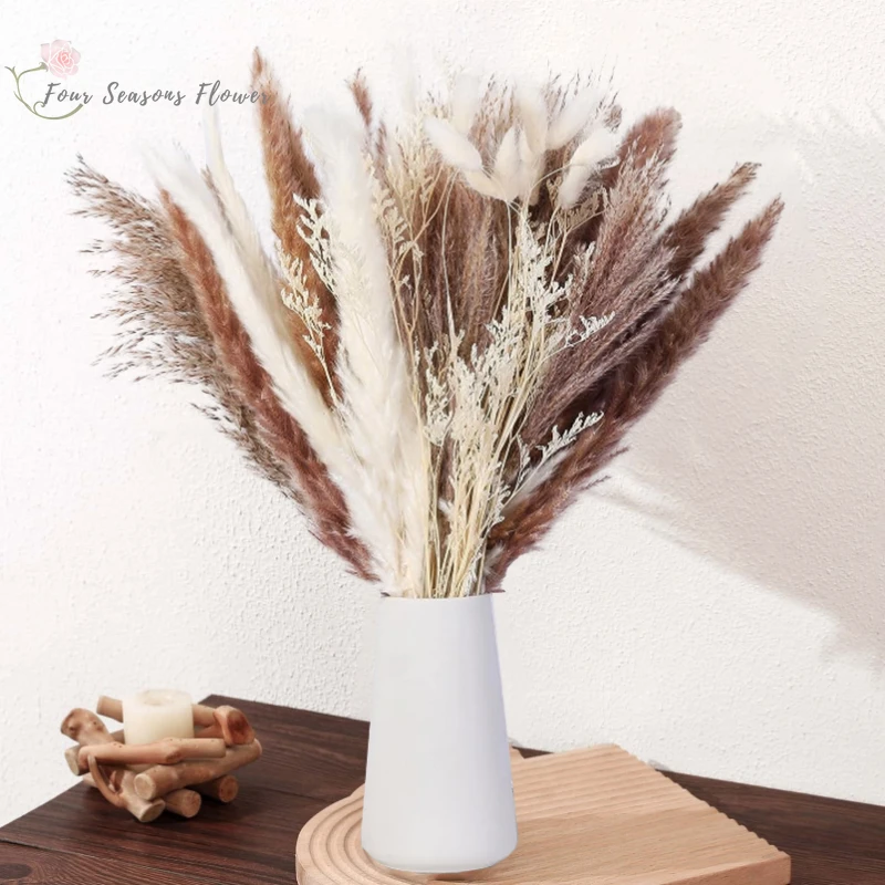 

100pcs Natural Dried Flower Pampas Grass Bouquet Wedding Marriage Party Decor DIY Craft Christmas Decorations Home Artificial
